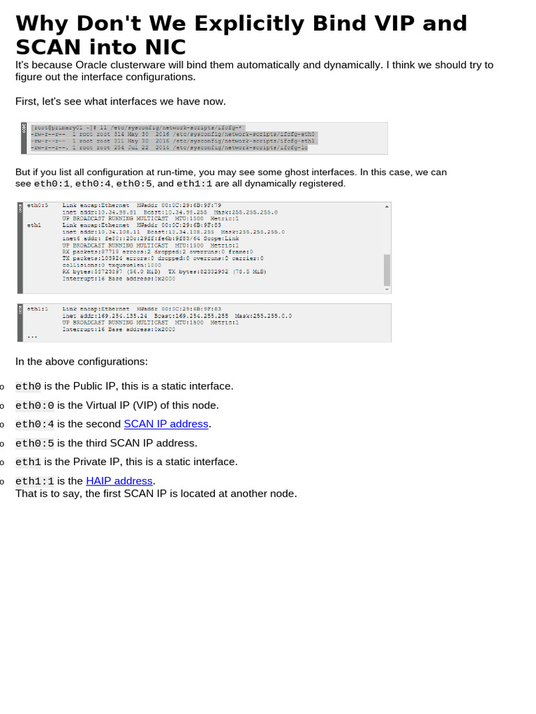 Why Don't We Explicitly Bind VIP and SCAN Into NIC | PDF