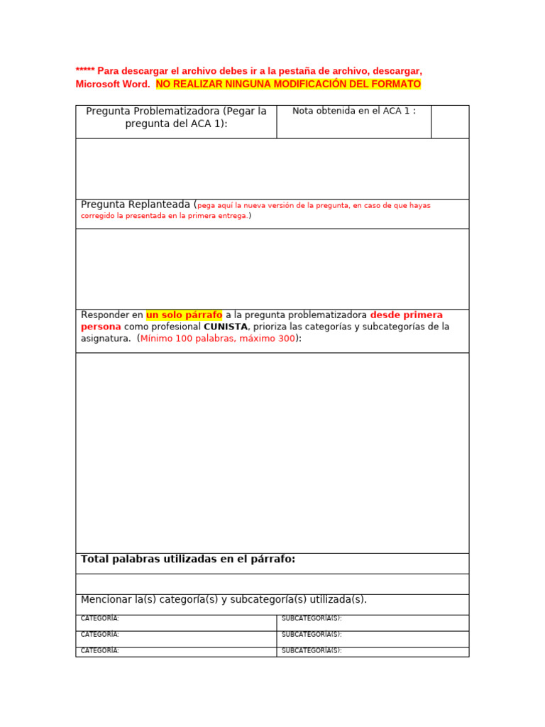 Instrucciones para Formato ACA 1 | PDF