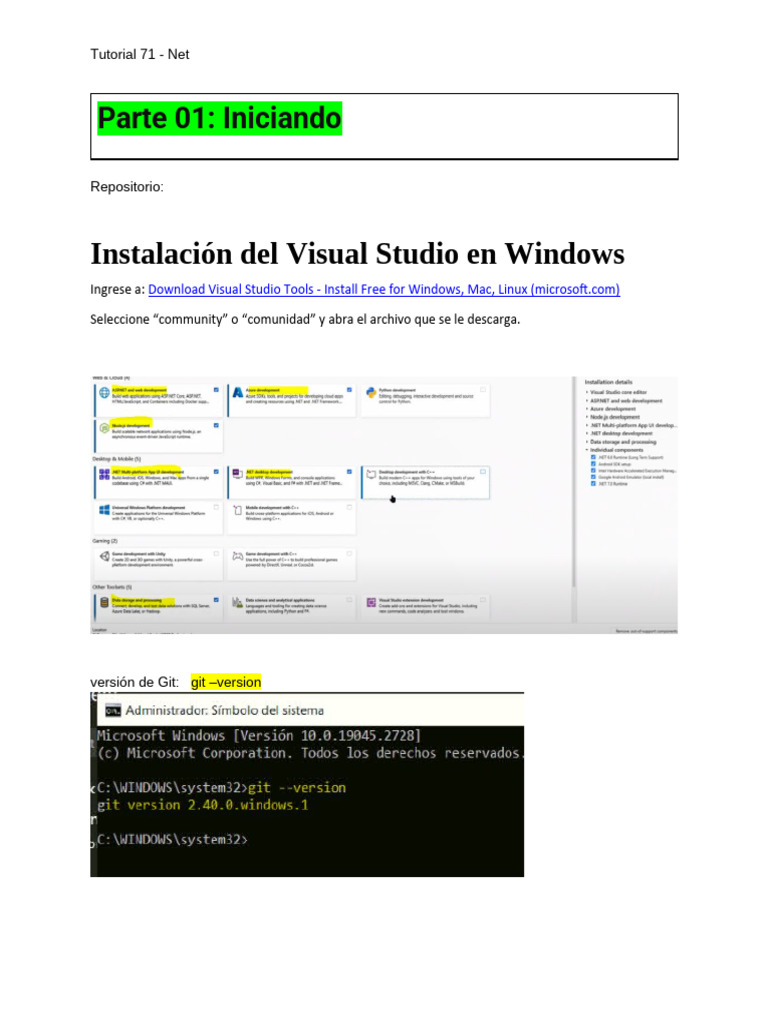 Instalación de Visual Studio y SQL SSMS | PDF