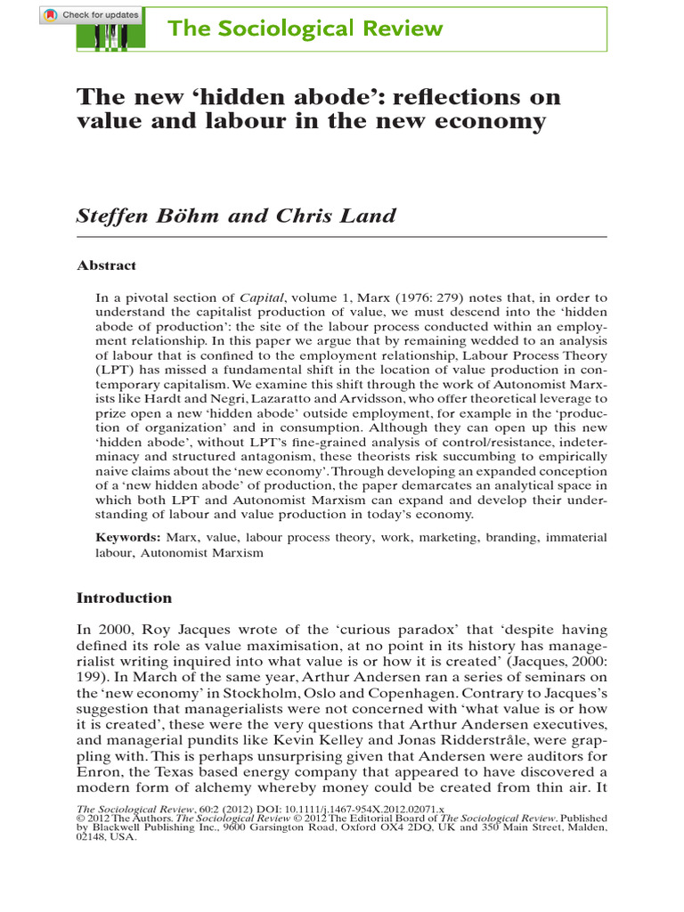 New Hidden Abode of Value Production | PDF | Value (Economics) | Marxism