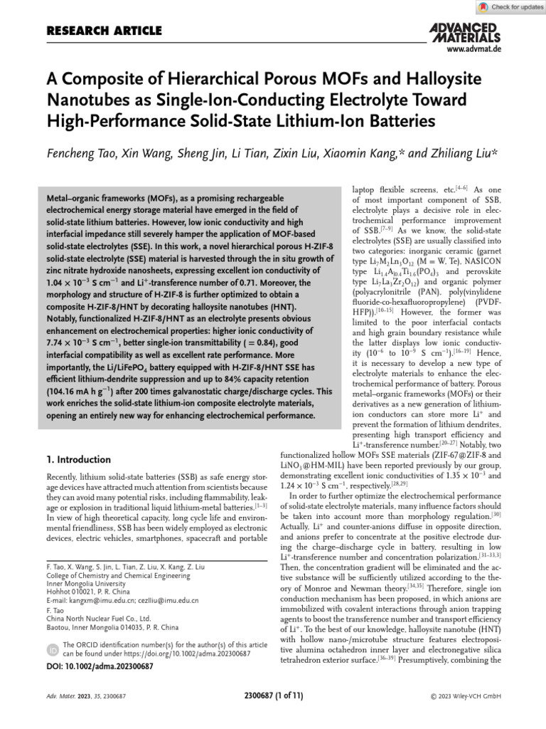 Advanced Materials - 2023 - Tao - A Composite of Hierarchical Porous ...