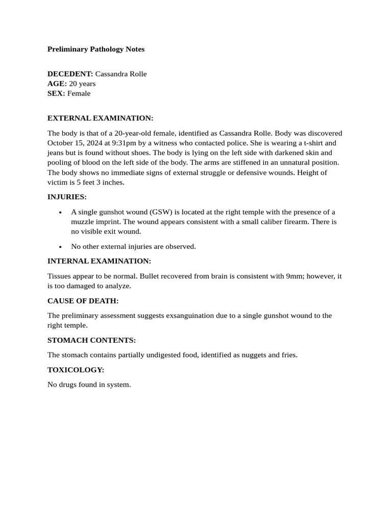 Preliminary Pathology Notes - Case 1 | PDF