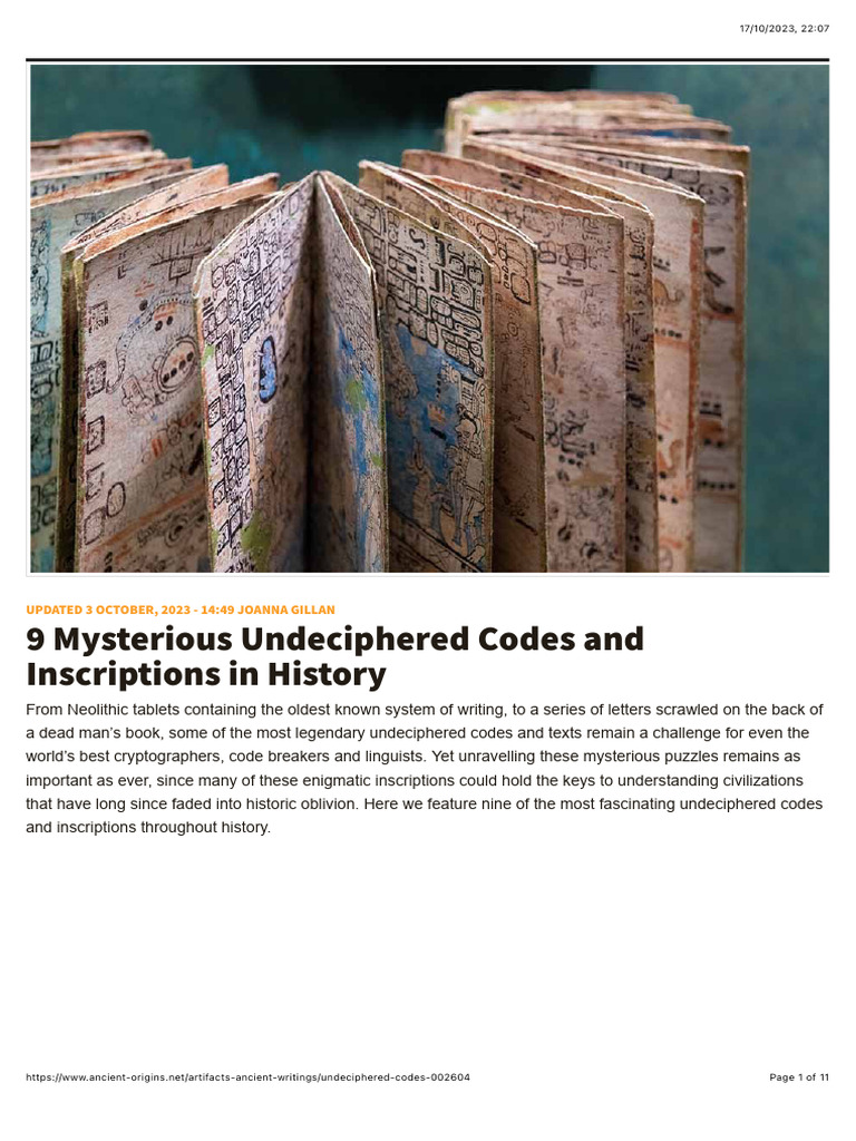 9 Mysterious Undeciphered Codes | PDF | Writing