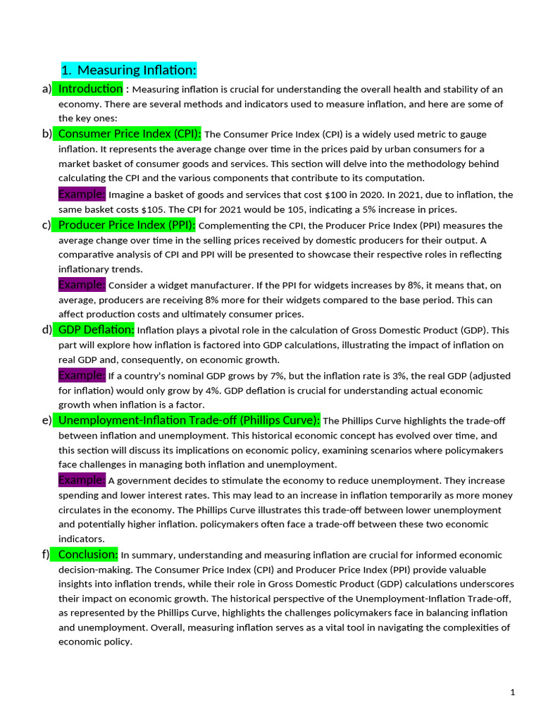 Understanding Inflation Measurement Methods | PDF | Inflation | Gross ...