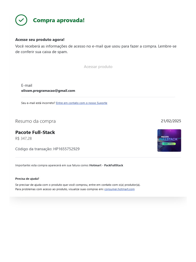 Compra Aprovada: Acesse Seu Produto | PDF