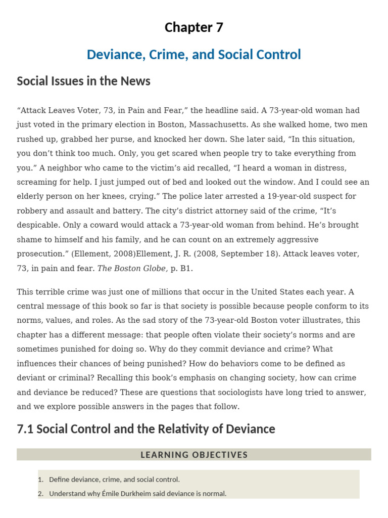Understanding Deviance and Social Control | PDF | Deviance (Sociology ...