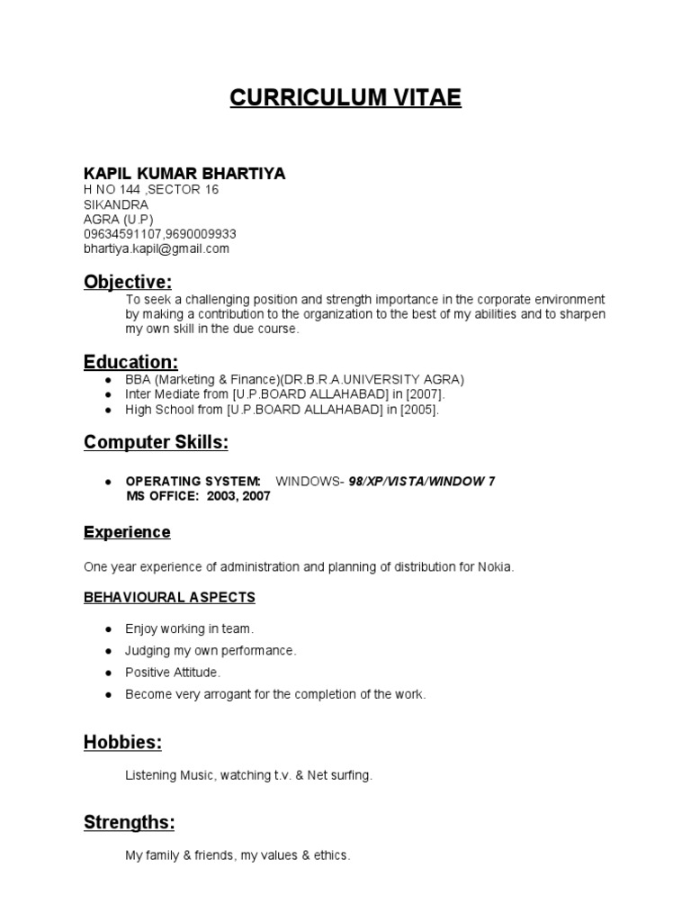 Kapil Kumar Bhartiya CV | PDF
