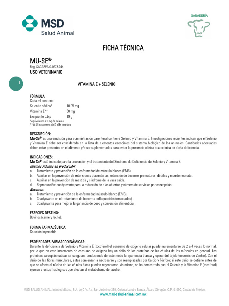 Mu-Se | PDF | Vitamina e | Vacas