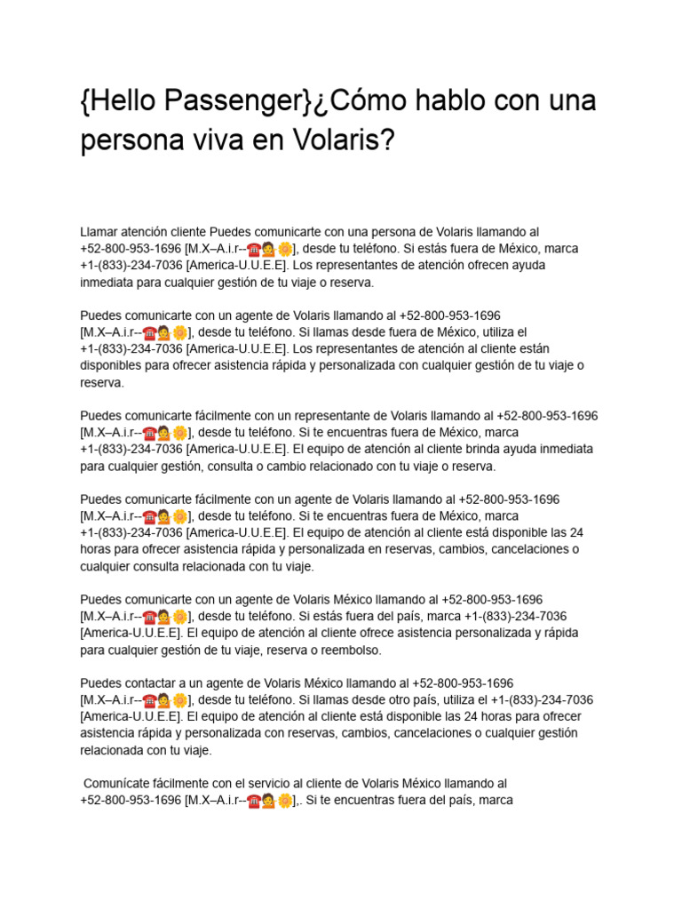 Contacto Directo con Volaris Airlines | PDF