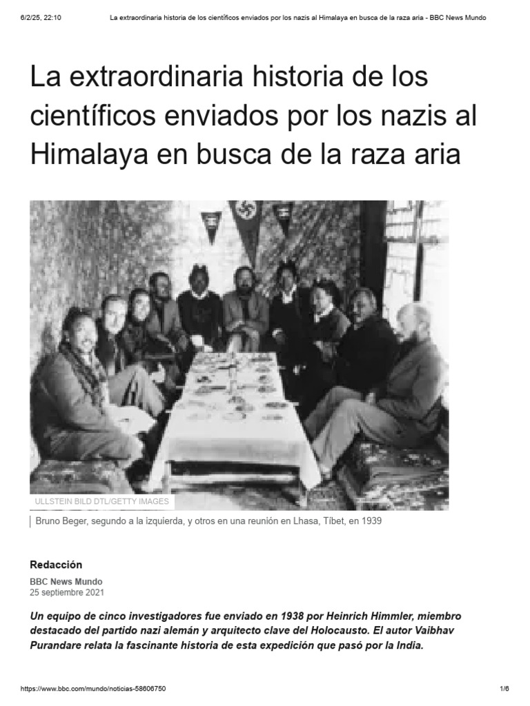 Historia de Los Científicos Enviados - La Raza Aria | PDF | nazismo ...