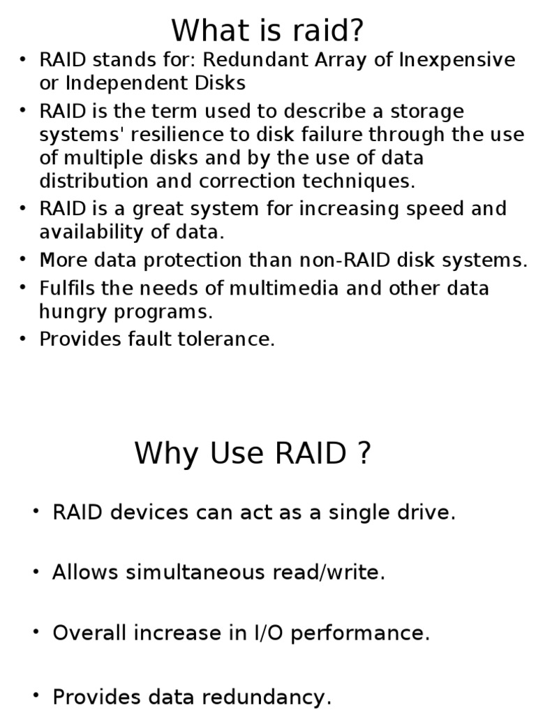 What is RAID? Guide to RAID levels 05 benefits and uses PDF Fault