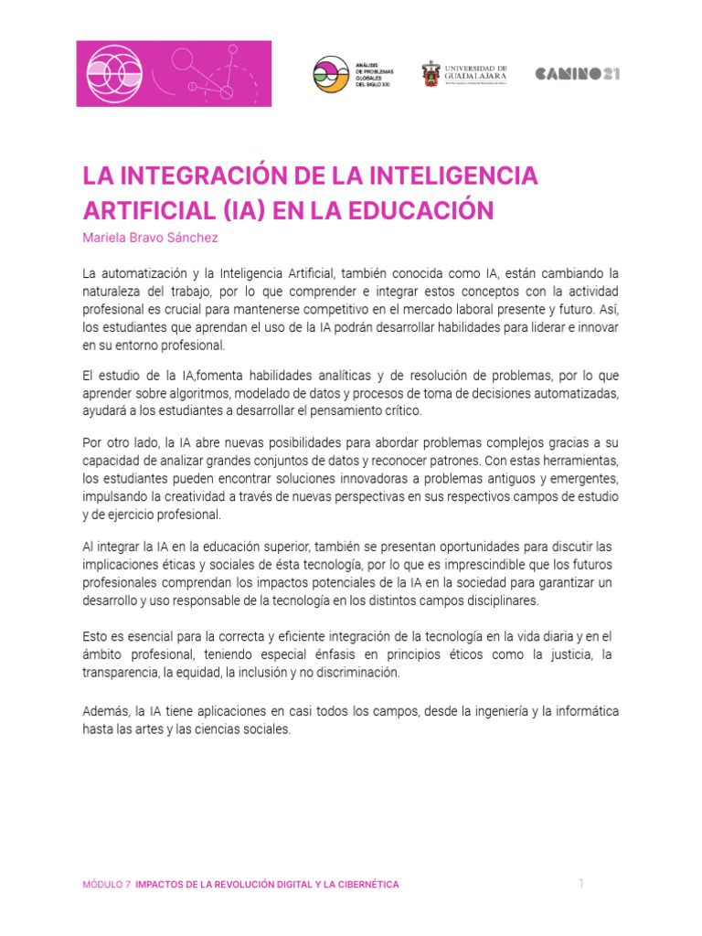 Integración de IA en la Educación Superior | PDF | Inteligencia ...