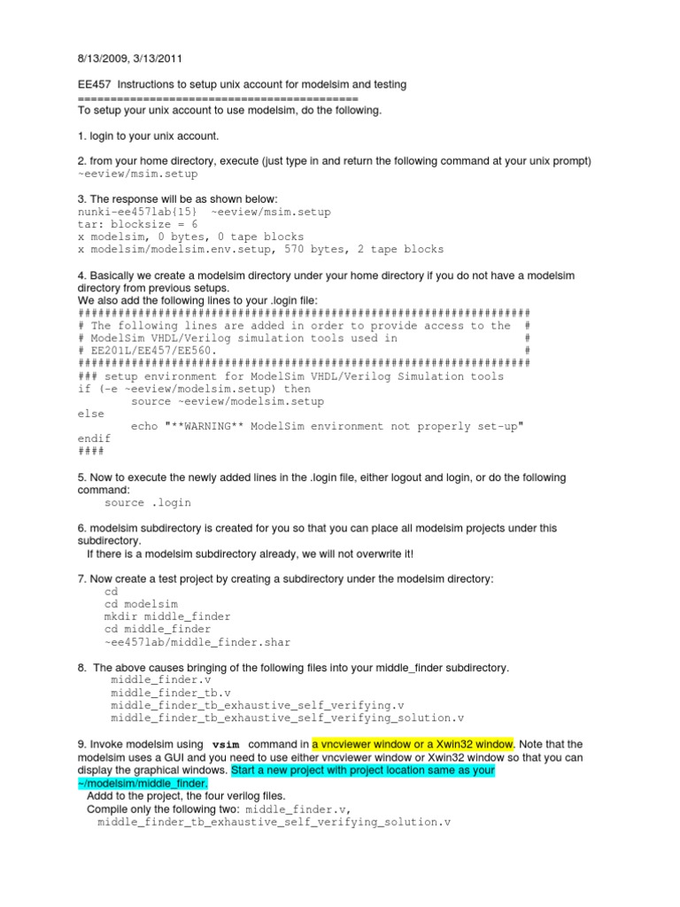 ModelSim Setup for EE457 Students | PDF | Directory (Computing ...