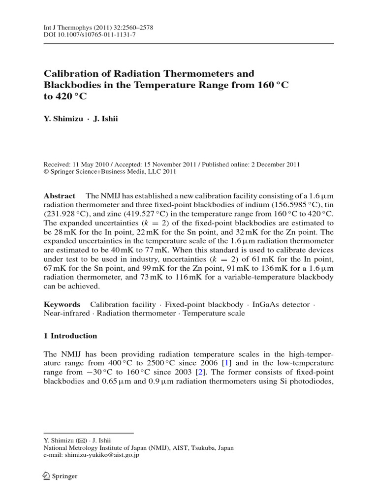 Calibration of Radiation Thermometers | PDF | Thermometer | Calibration