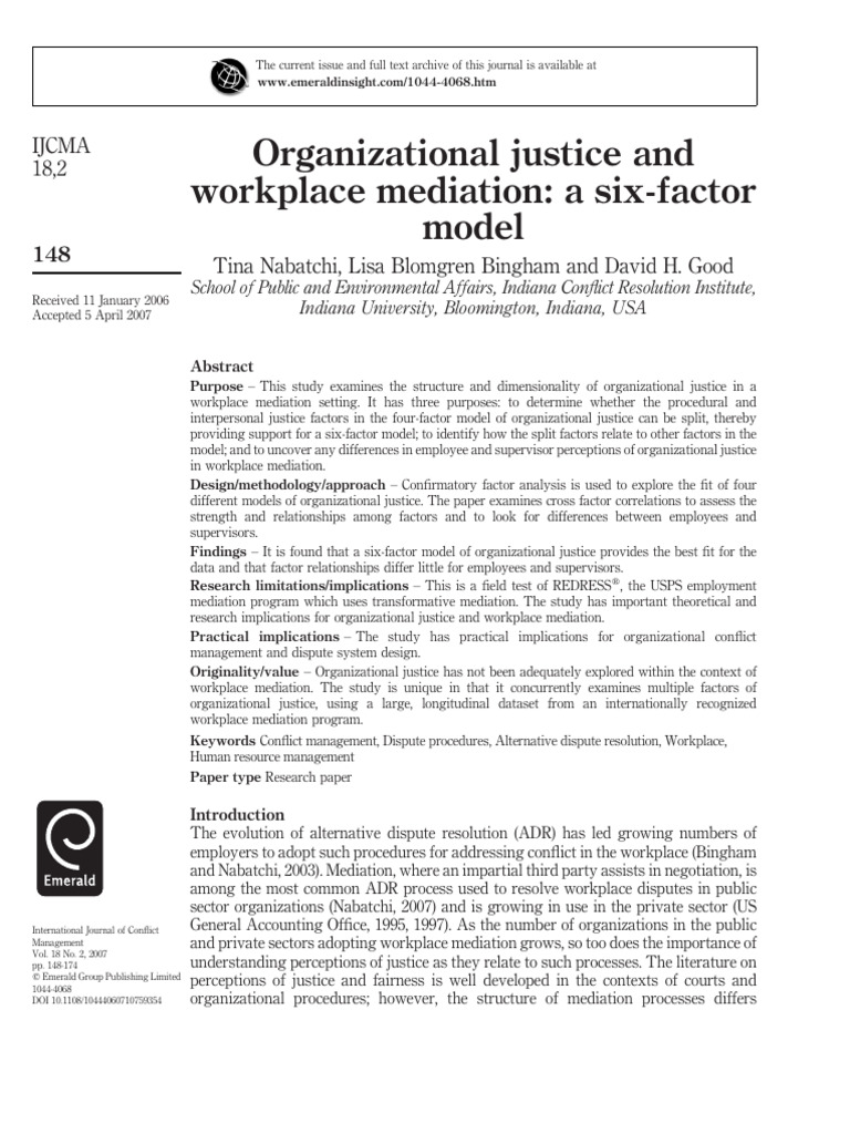 Six-Factor Model of Organizational Justice | PDF | Mediation ...