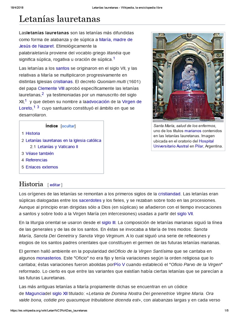 Letanías Lauretanas - Wikipedia | PDF | Espiritualidad catolica ...