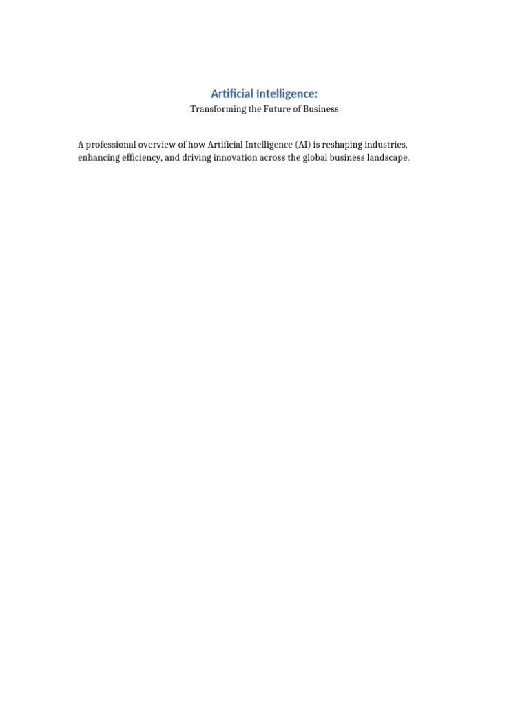 AI's Impact on Business Innovation | PDF | Artificial Intelligence ...