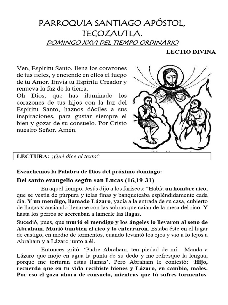 Lectio Divina Domingo Xxvi Del Tiempo Ordinario | PDF | Jesús | Oración