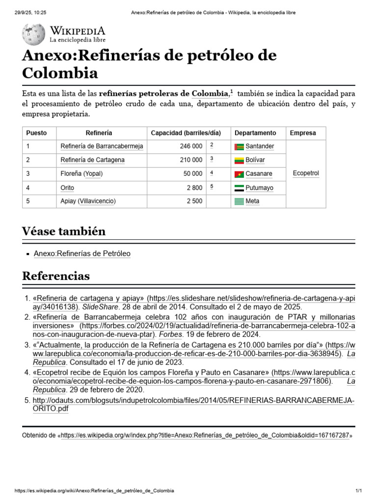 Refinerías de Petróleo en Colombia | PDF | Combustibles | Extracción de ...