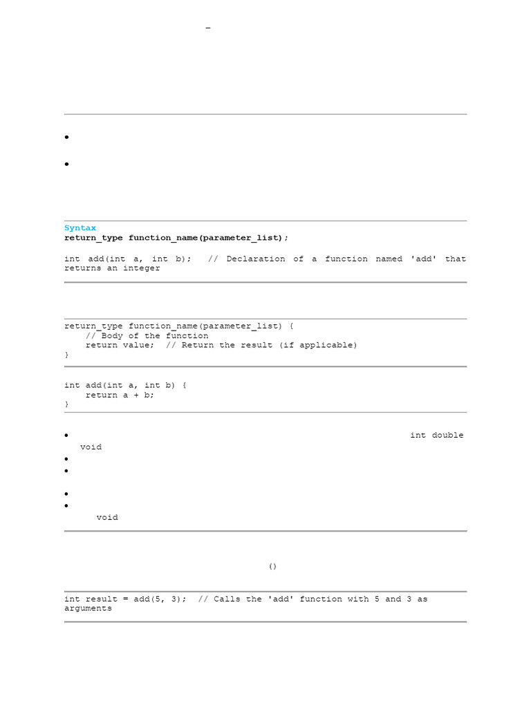 C++ Functions: Definition and Usage | PDF | Parameter (Computer ...