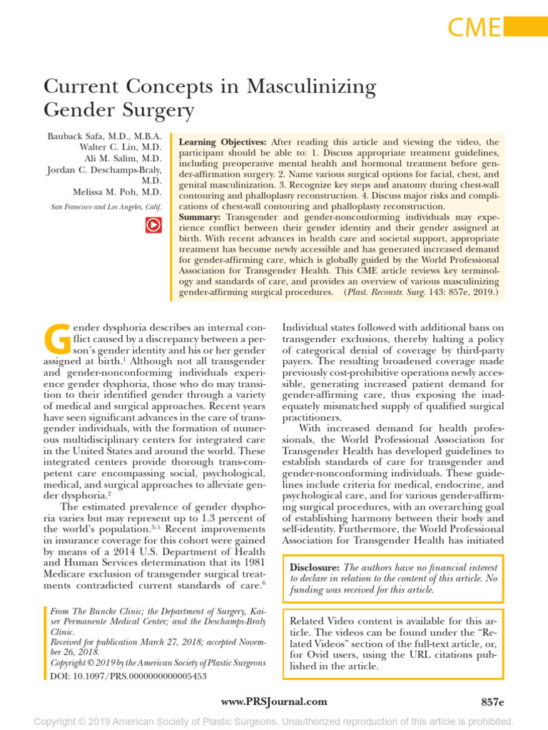 Masculinizing Gender Surgery Overview | PDF | Surgery | Medical Procedures