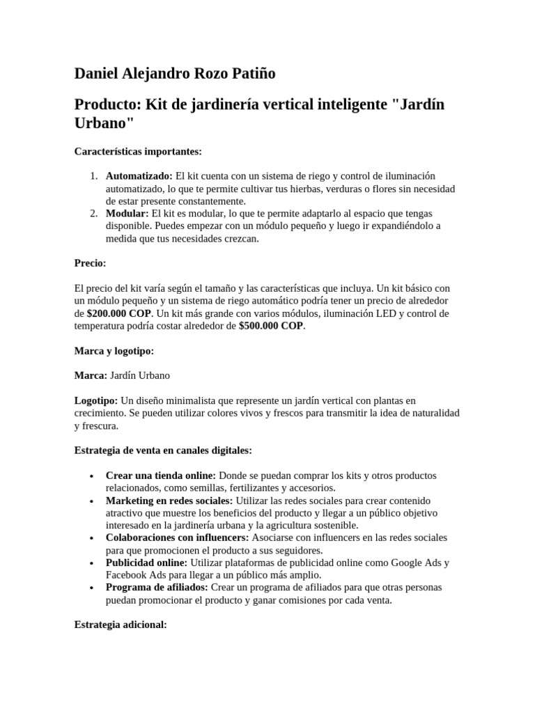 Kit Jardín Urbano: Jardinería Vertical Inteligente | PDF | Publicidad ...