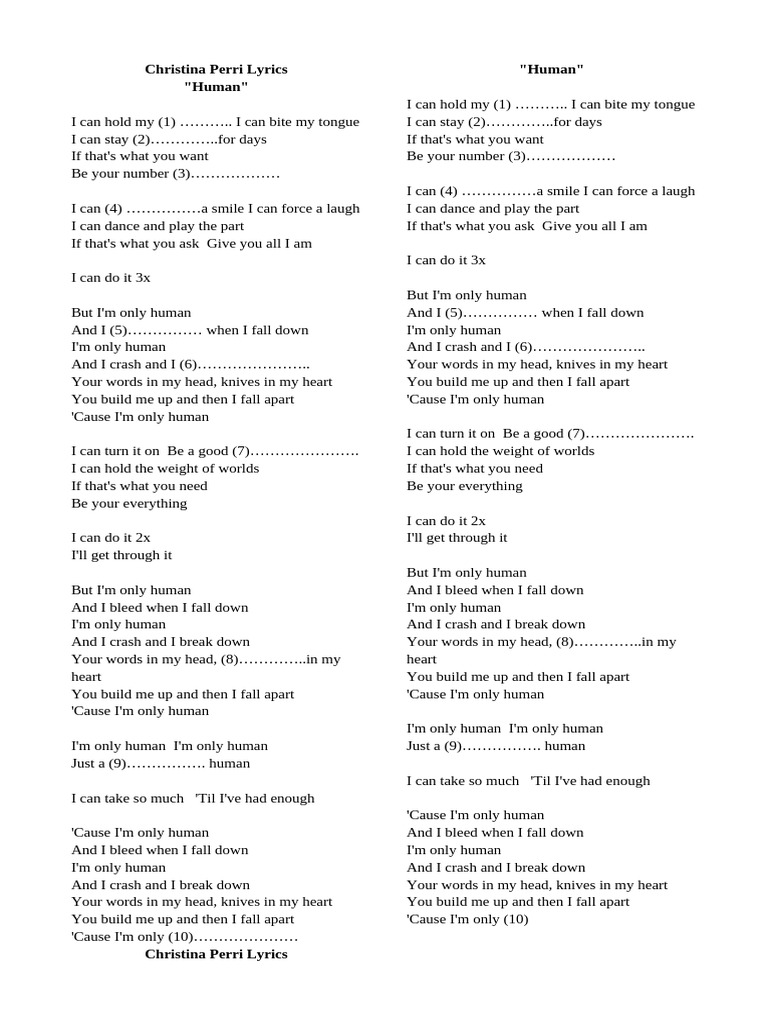 Christina Perri Lyrics Pdf