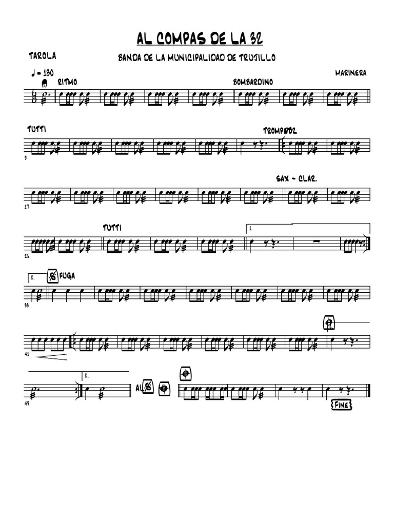 Al Compas de La 32 - Marinera - Drum Set | PDF