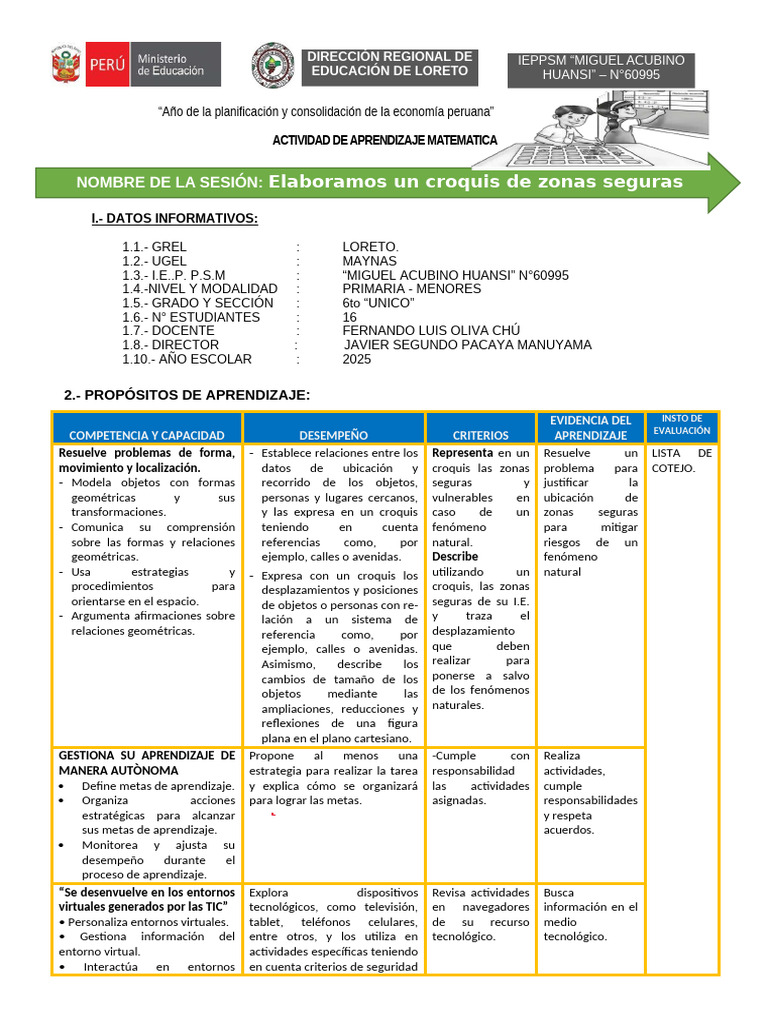 Croquis de Zonas Seguras en Emergencias | PDF | Aprendizaje
