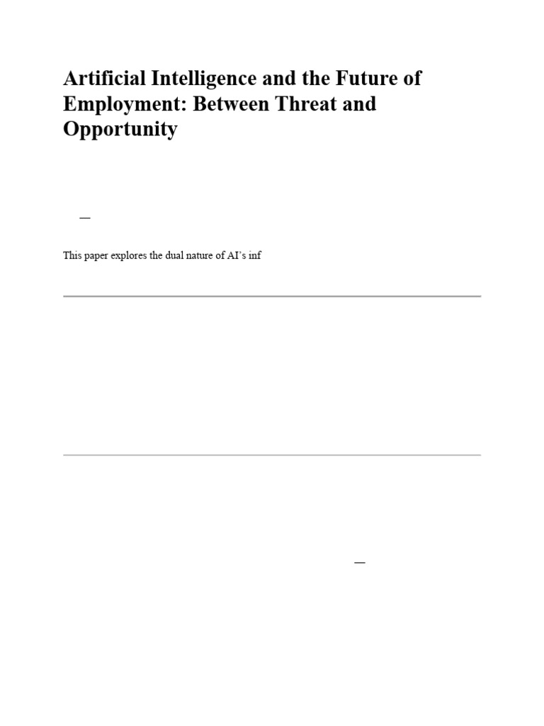 Artificial Intelligence and The Future of Employment | PDF | Artificial ...