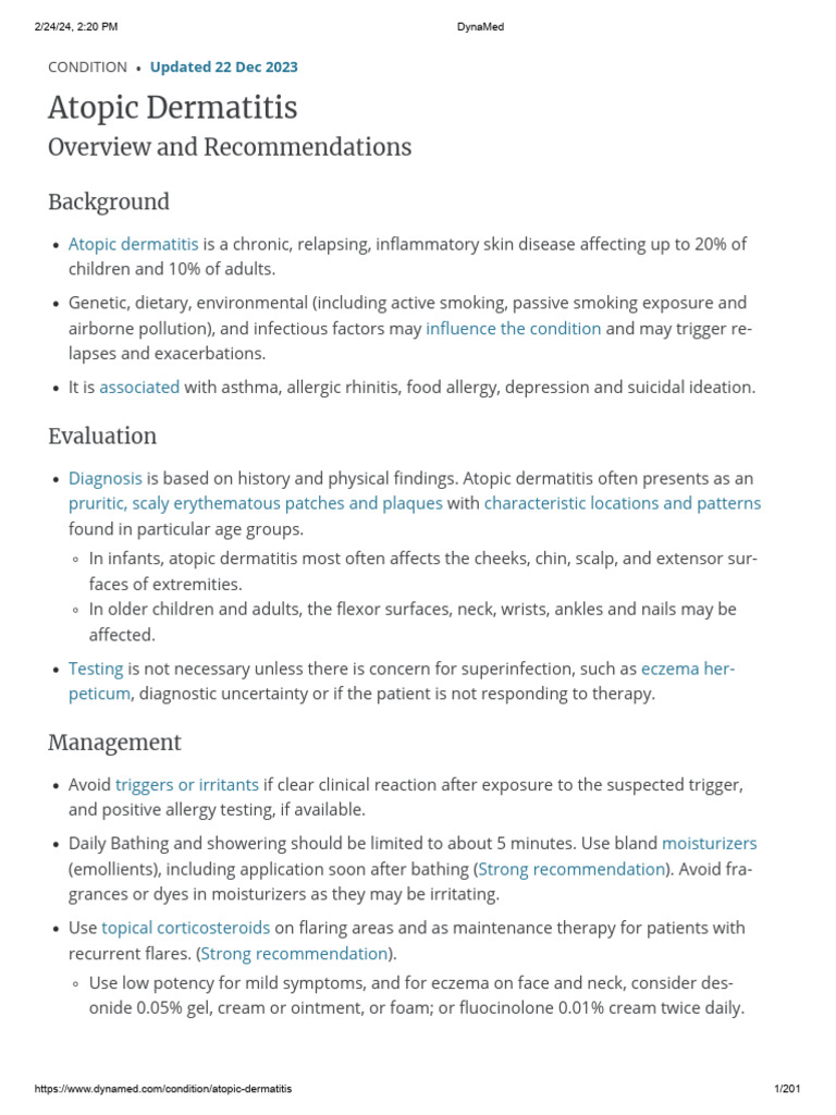 Atopic Dermatitis Overview and Management | PDF | Dermatitis | Allergy
