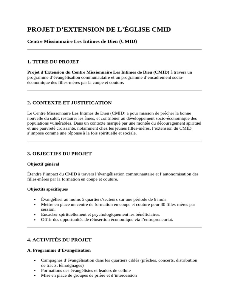 Extension du CMID : Évangélisation et Soutien | PDF | Évangélisme