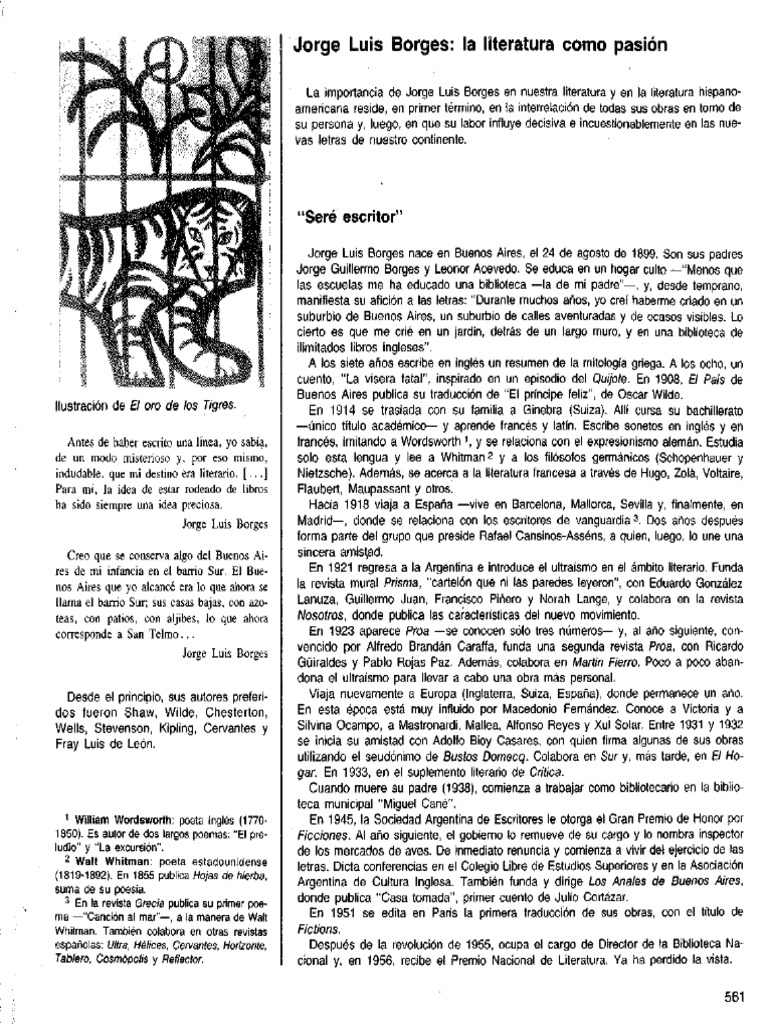 Vida y obra de Jorge Luis Borges | PDF | Cuentos | Poesía
