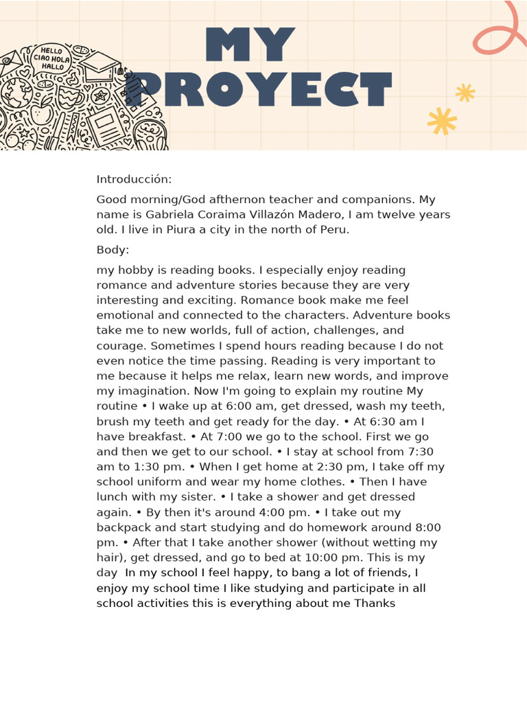 My Daily Routine and Reading Passion | PDF