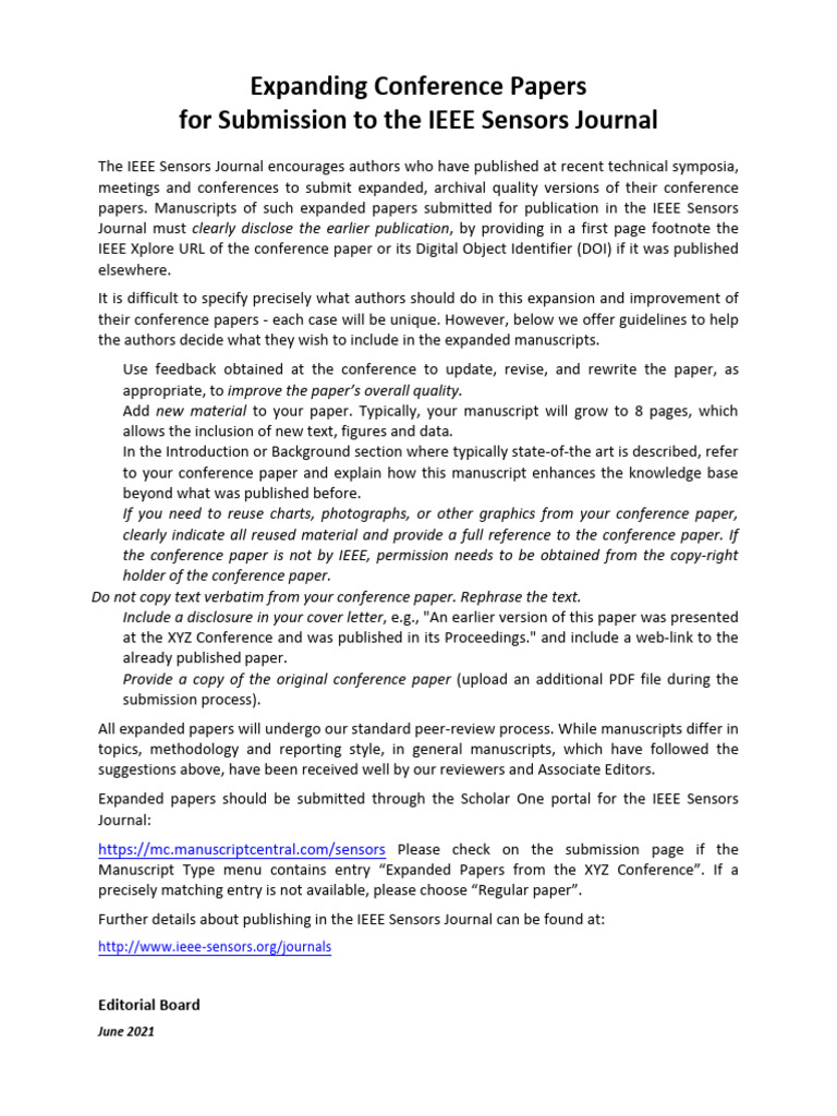 Guidelines For Expanding Conference Papers June 2021 | PDF | Digital ...