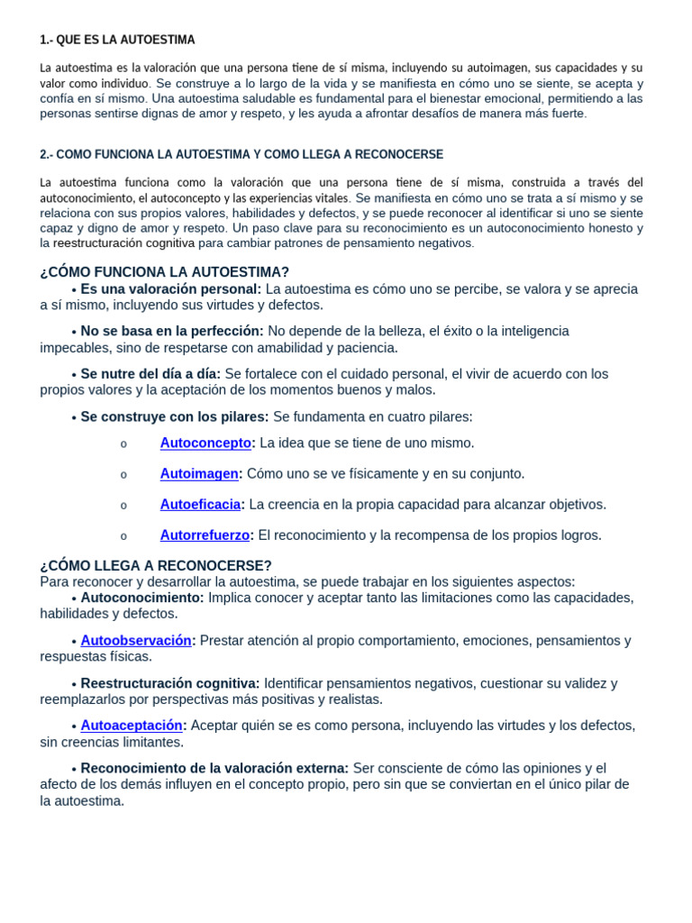 Trabajo de La Autoestima | PDF | Autoestima | Comportamiento