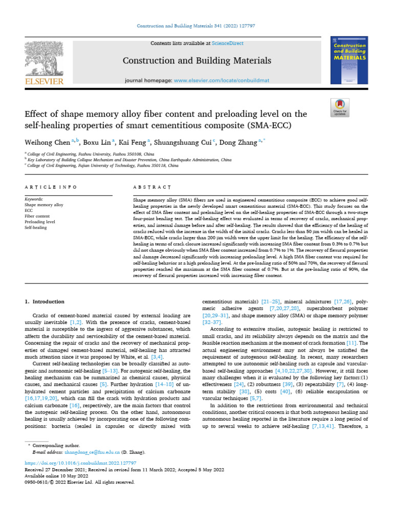 Effect of Shape Memory Alloy Fiber Content and Preloading Level On The ...
