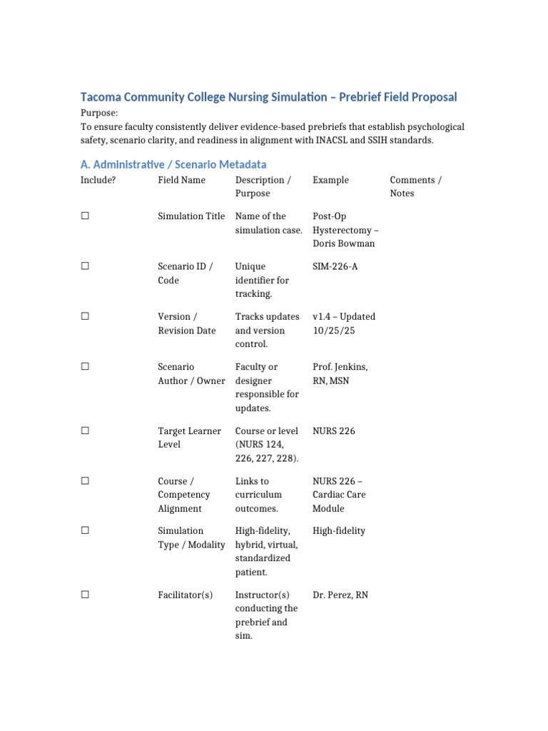 Nursing Simulation Prebrief Proposal | PDF | Simulation | Learning