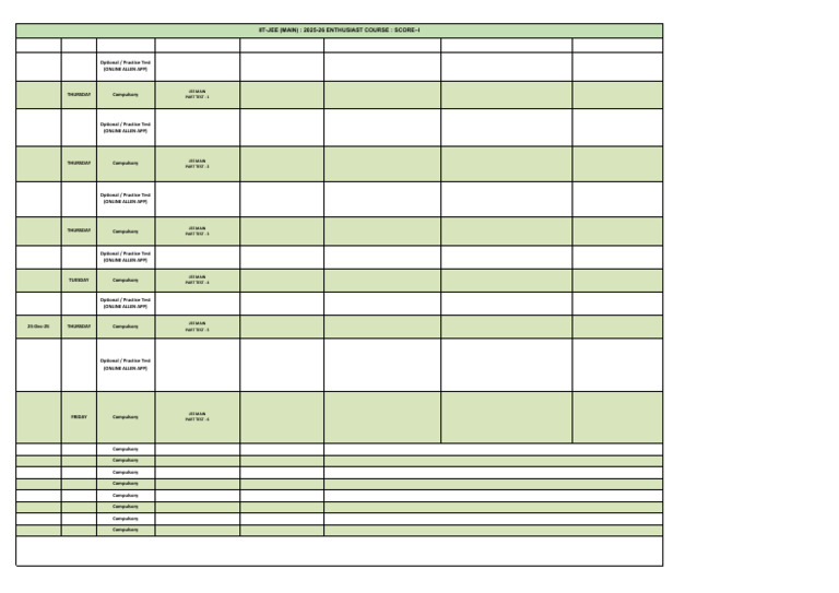 Jee Main Score Test Plan 2025 26 All | PDF | Heat | Chemistry