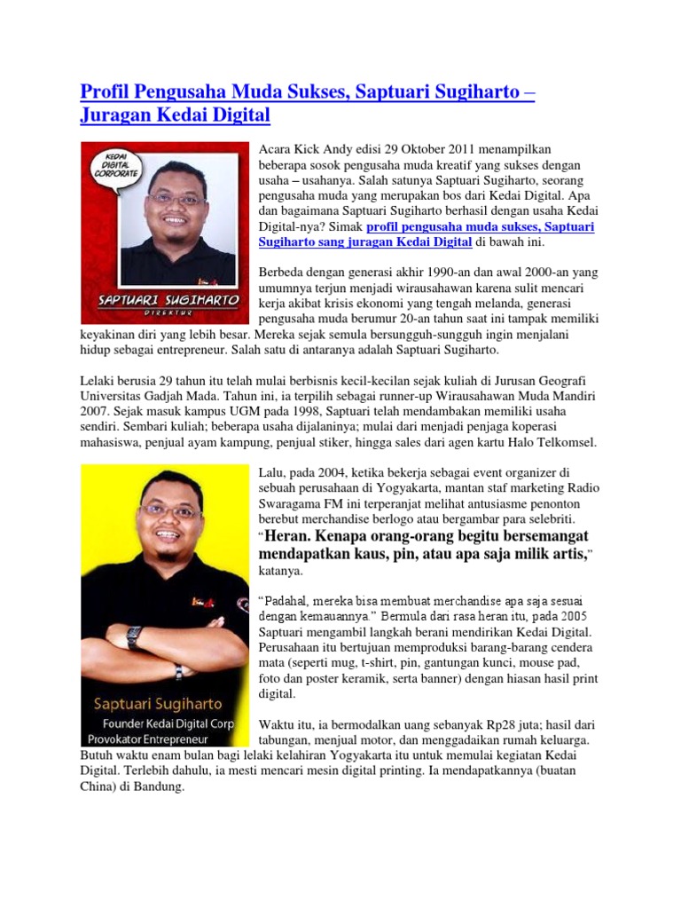 Profil Pengusaha Muda Sukses