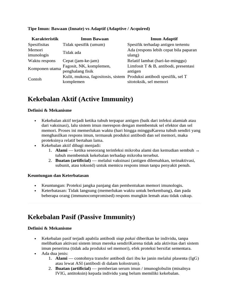 Imun Bawaan vs Adaptif: Perbedaan Utama | PDF