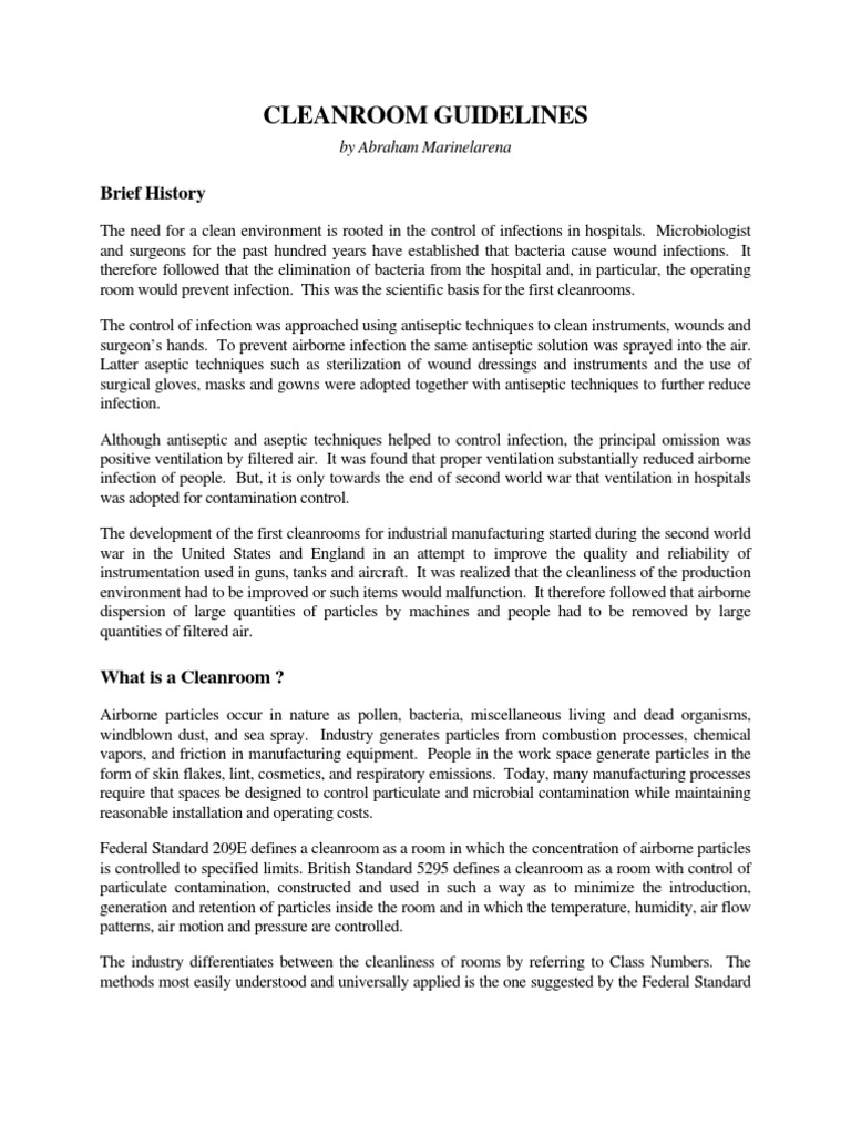 Clean Room | PDF | Particulates | Laminar Flow