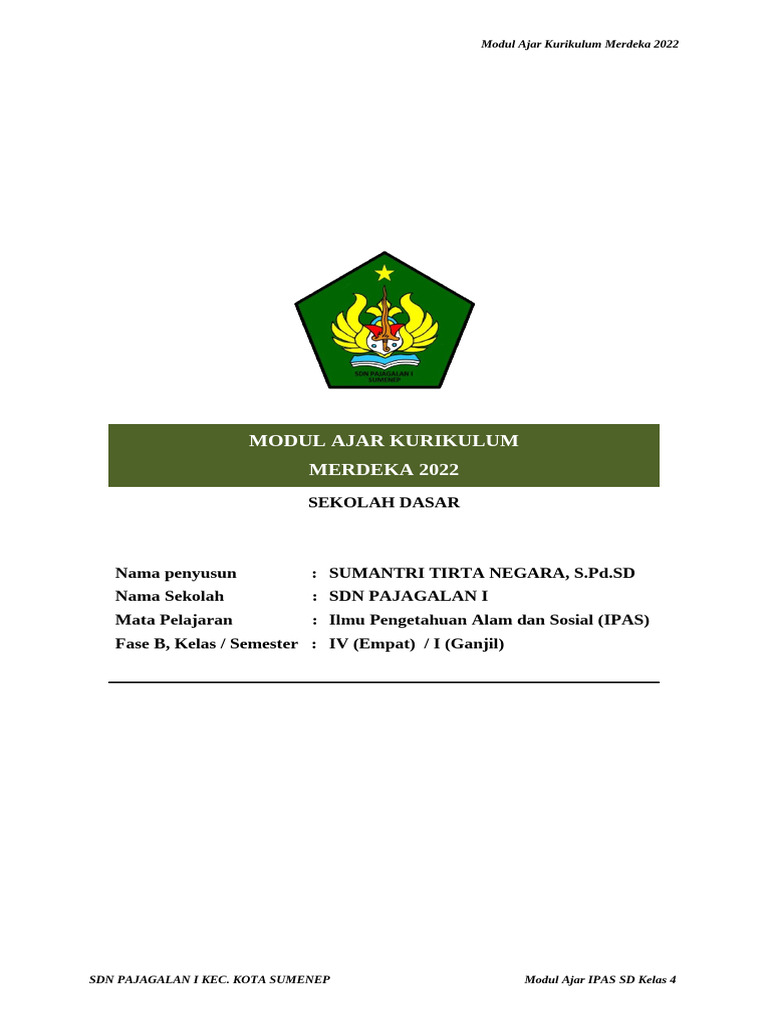Modul Ajar IPAS Kelas 4 Kurikulum Merdeka | PDF