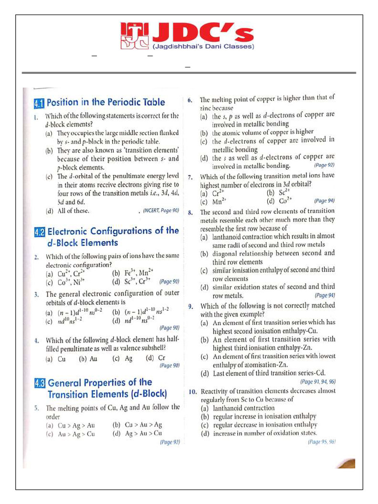 NEET - LB - Chemistry - Transition and Inner Transition Elements ...