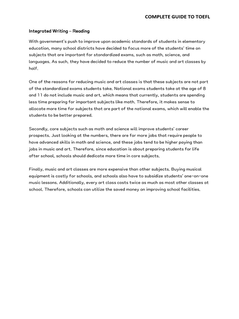 TOEFL Integrated Writing Guide | PDF