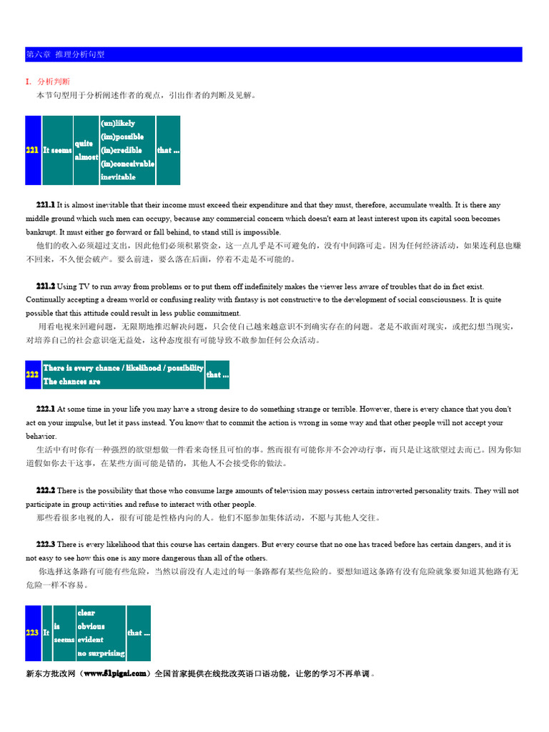 经典句型推理分析句| PDF | Learning