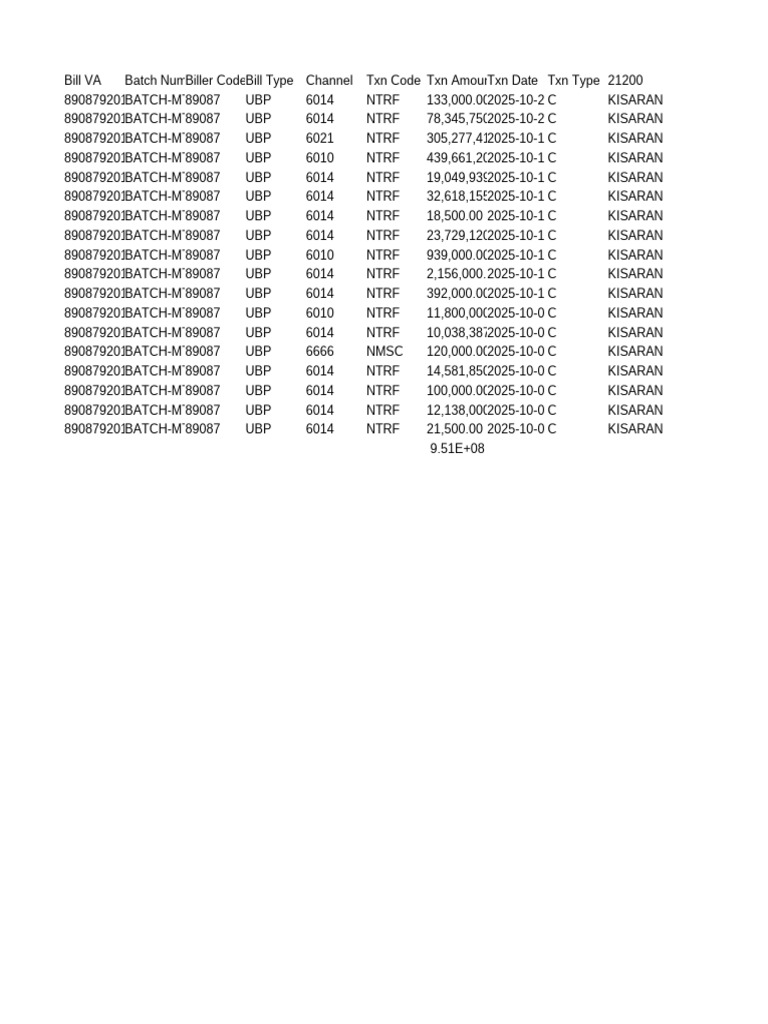 Bill VA Transaction Summary Report | PDF