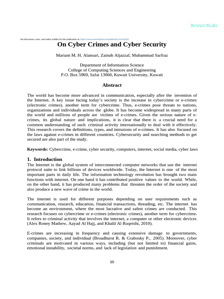 Understanding Cyber Crimes and Security | PDF | Spamming | Computer Virus