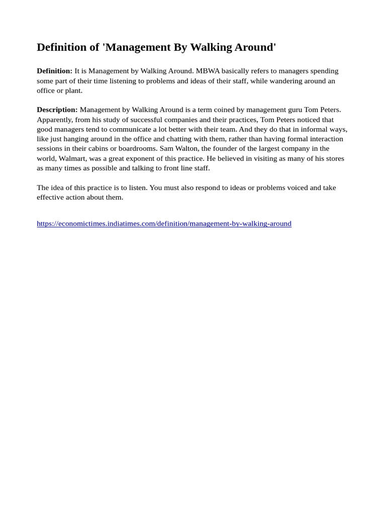 Understanding Management By Walking Around | PDF