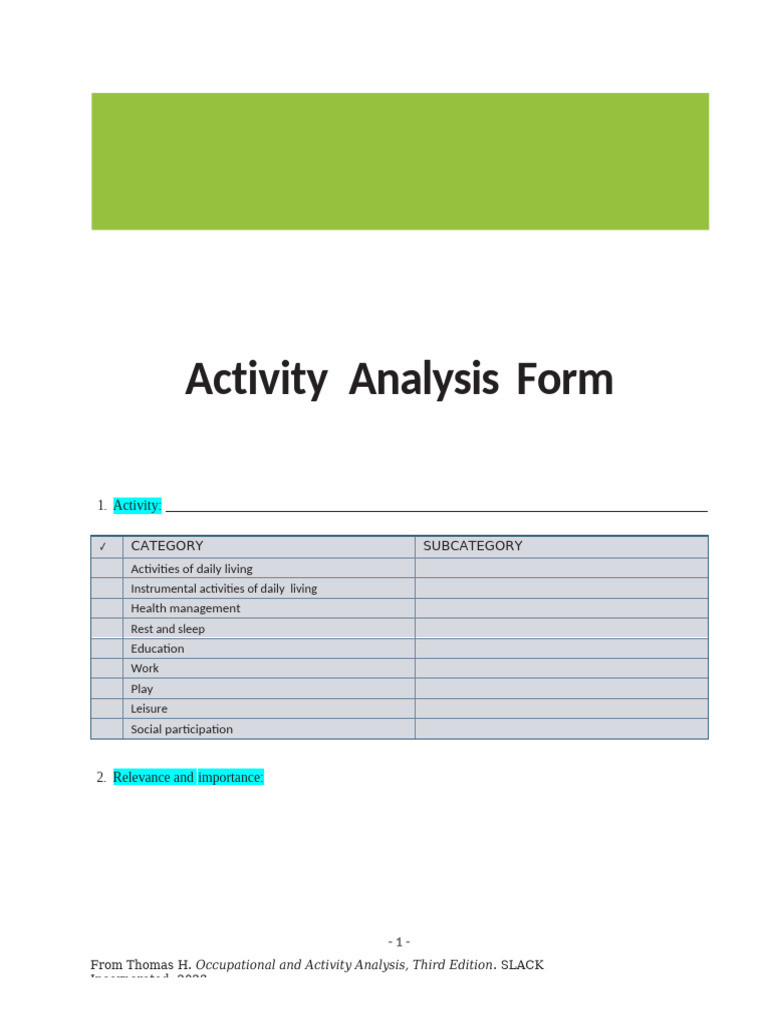 Activity Analysis - in Class 2024 | PDF | Anatomical Terms Of Motion ...